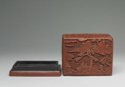 图片[4]-Rectangular box with figures in landscape/ Carved red lacquerware-China Archive